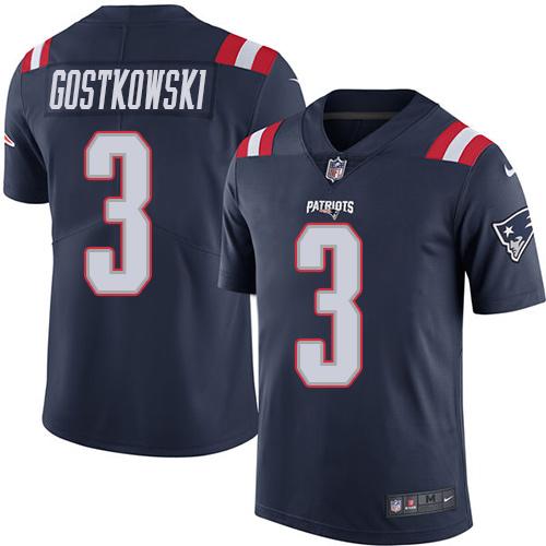 Nike Patriots #3 Stephen Gostkowski Navy Blue Men's Stitched NFL Limited Rush Jersey